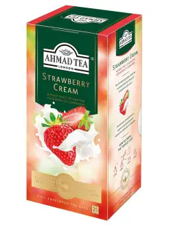Strawberry Cream, черный чай в пакетиках 25 шт по 1,5г Ahmad Tea 10126020 купить за 85 ₽ в интернет-магазине Wildberries