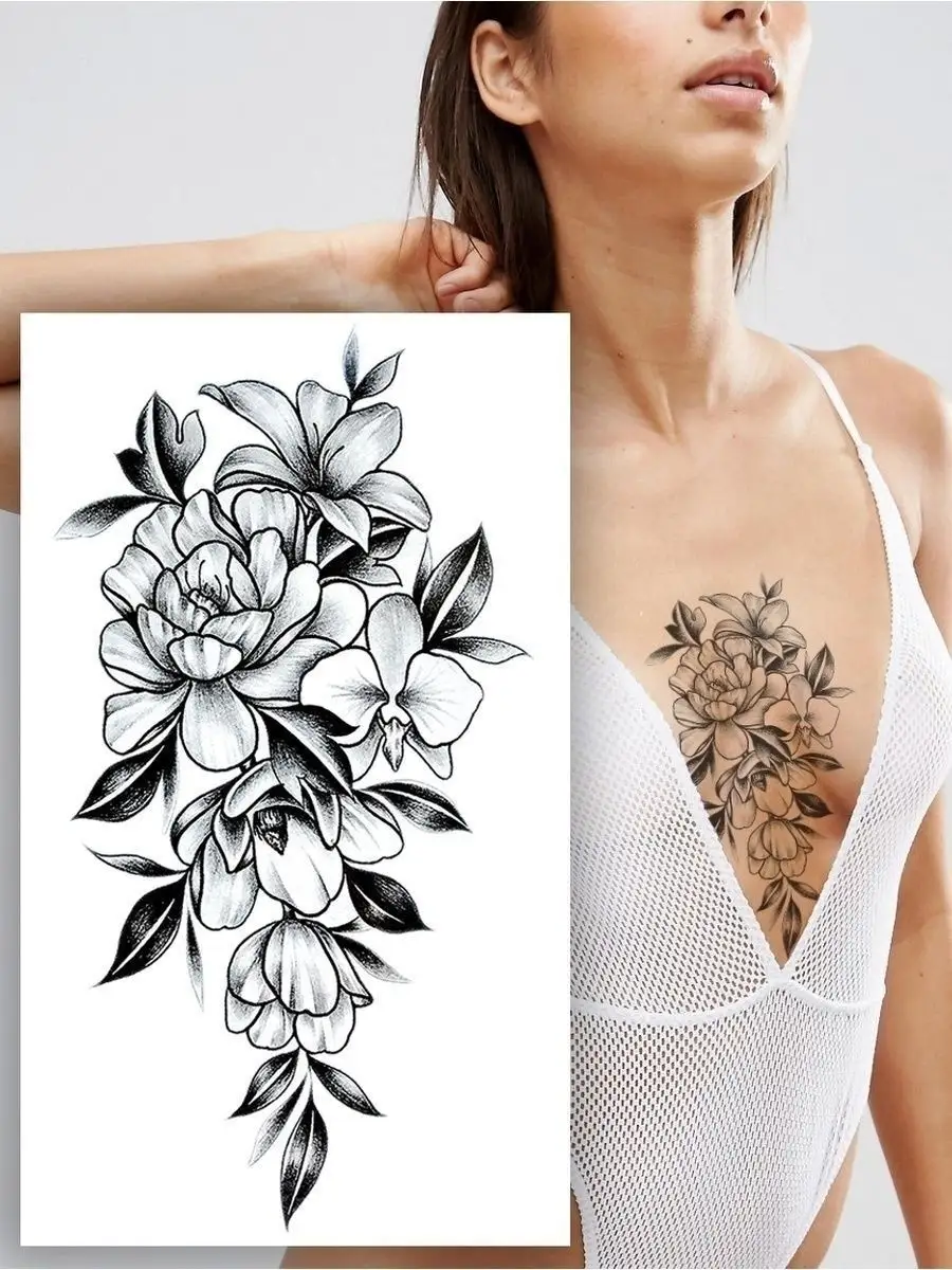 временные татуировки цветы купить