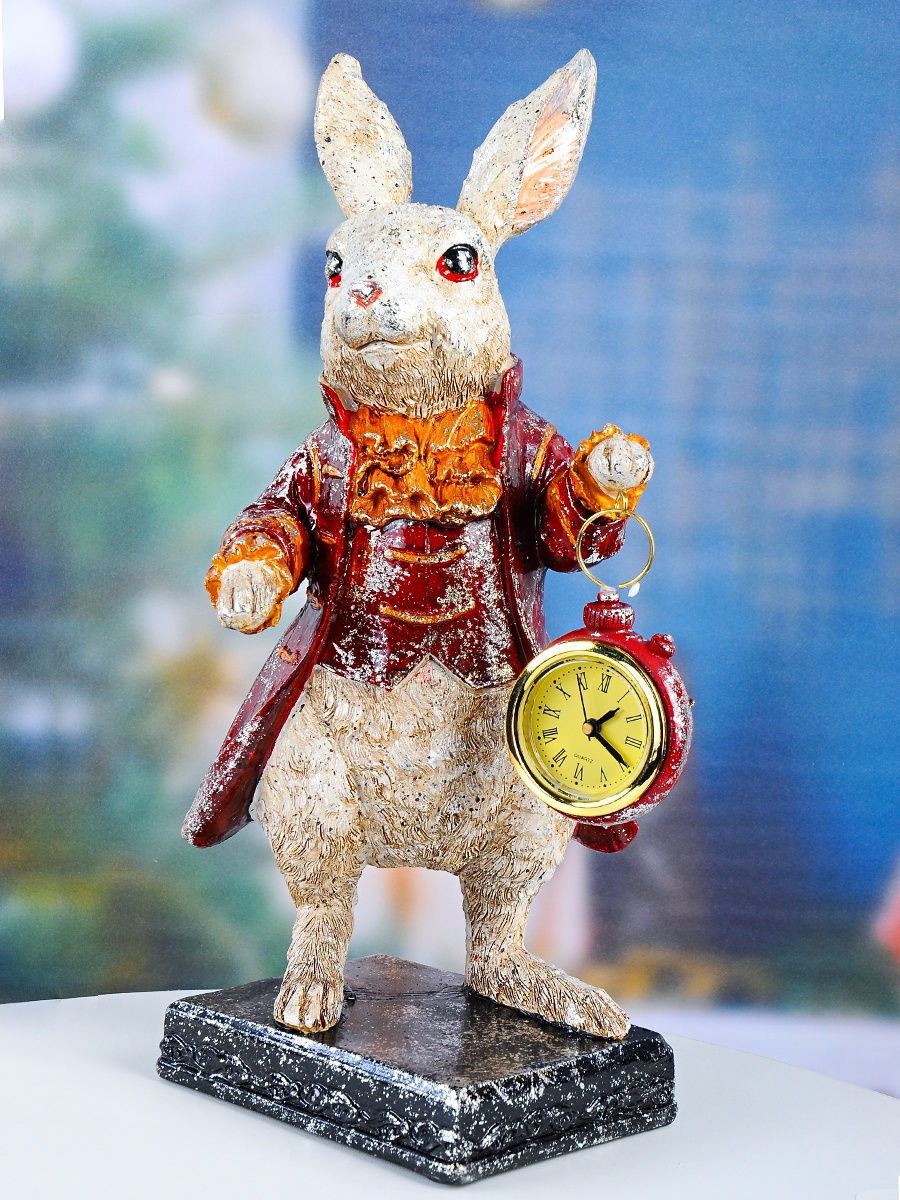 Фигурка декоративная заяц с часами