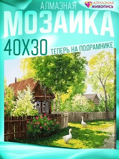 Алмазная мозаика "Утро в деревне" 30х40см