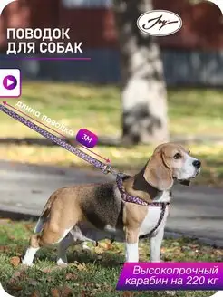 Поводок из стропы для собак средних и крупных пород 3м