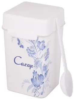 Емкость для сыпучих продуктов, сахарница с ложкой и крышкой