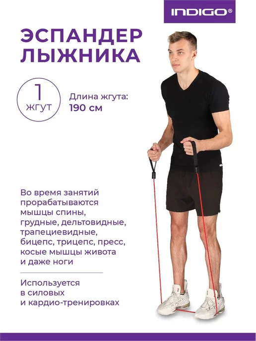 Эспандер Лыжника двойной 2 жгута INDIGO Sport 11293047 купить за 494 ₽ в интернет-магазине Wildberries