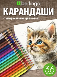 Карандаши цветные для рисования мягкие, 36 цветов, для школы