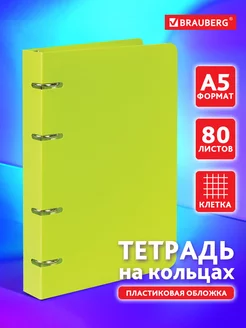 Тетрадь на кольцах А5 80л. клетка, 60г м2, обложка пластик