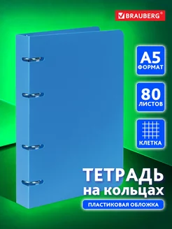 Тетрадь на кольцах А5 80л. клетка, 60г м2, обложка пластик