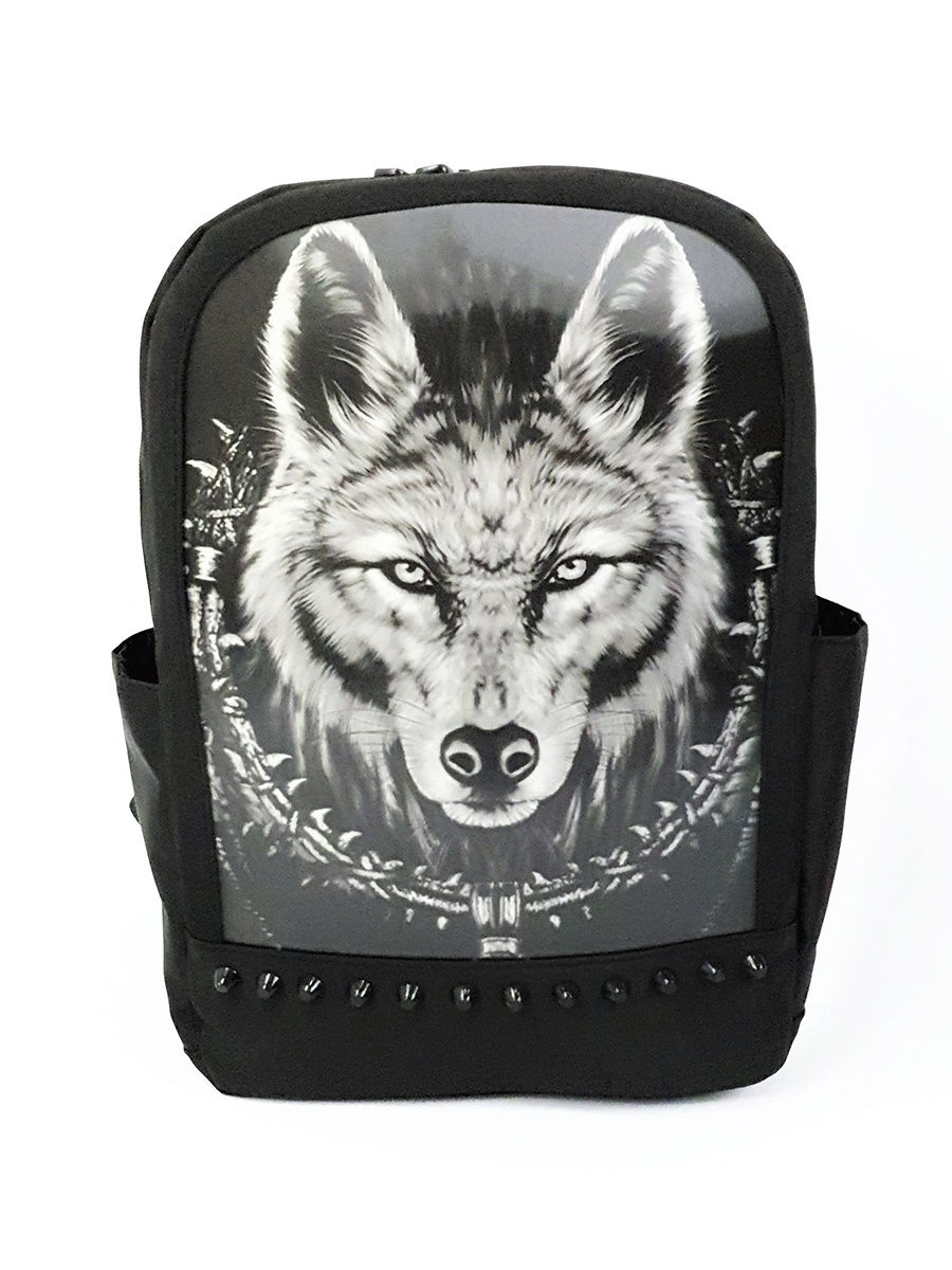 Diniya / рюкзак с 3-d рисунком волк монохром