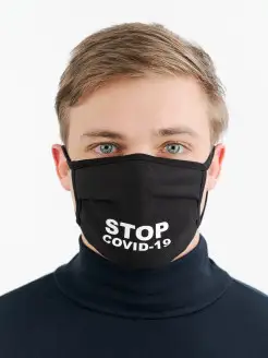 Маска защитная с принтом "Stop covid-19"