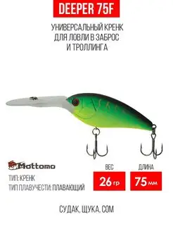 Воблер для рыбалки Deeper 75F 26g, Приманка на судака щуку