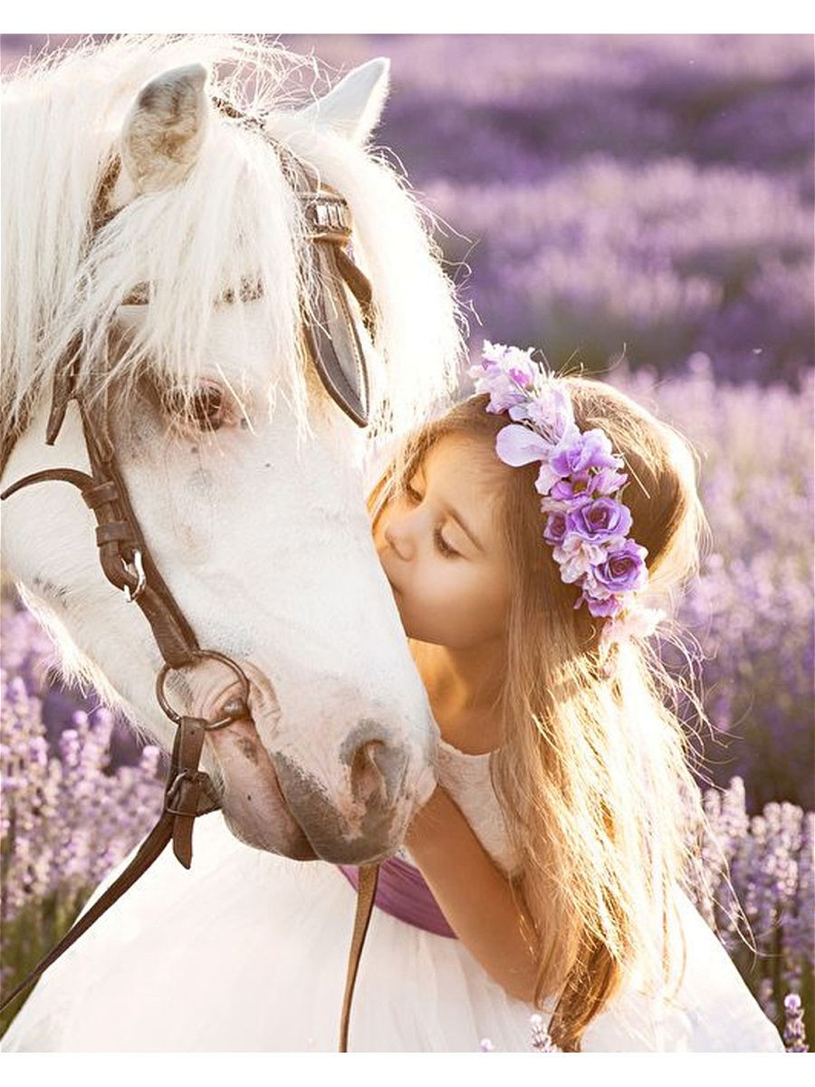Девушка обнимает лошадь