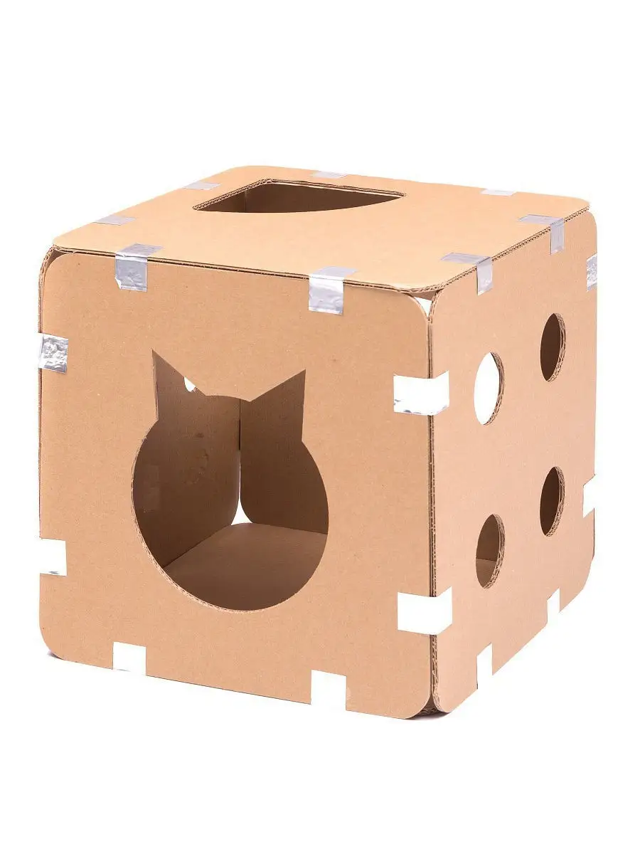 Уютный домик для кота из коробки