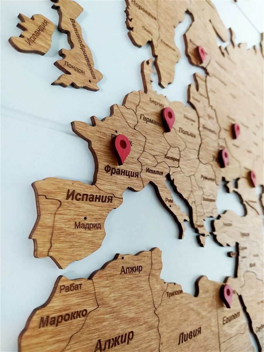Карта мира из дерева с гравировкой покрытая твердым масловоском 150х86 смCa.Mi 12358148 купить в интернет-магазине Wildberries