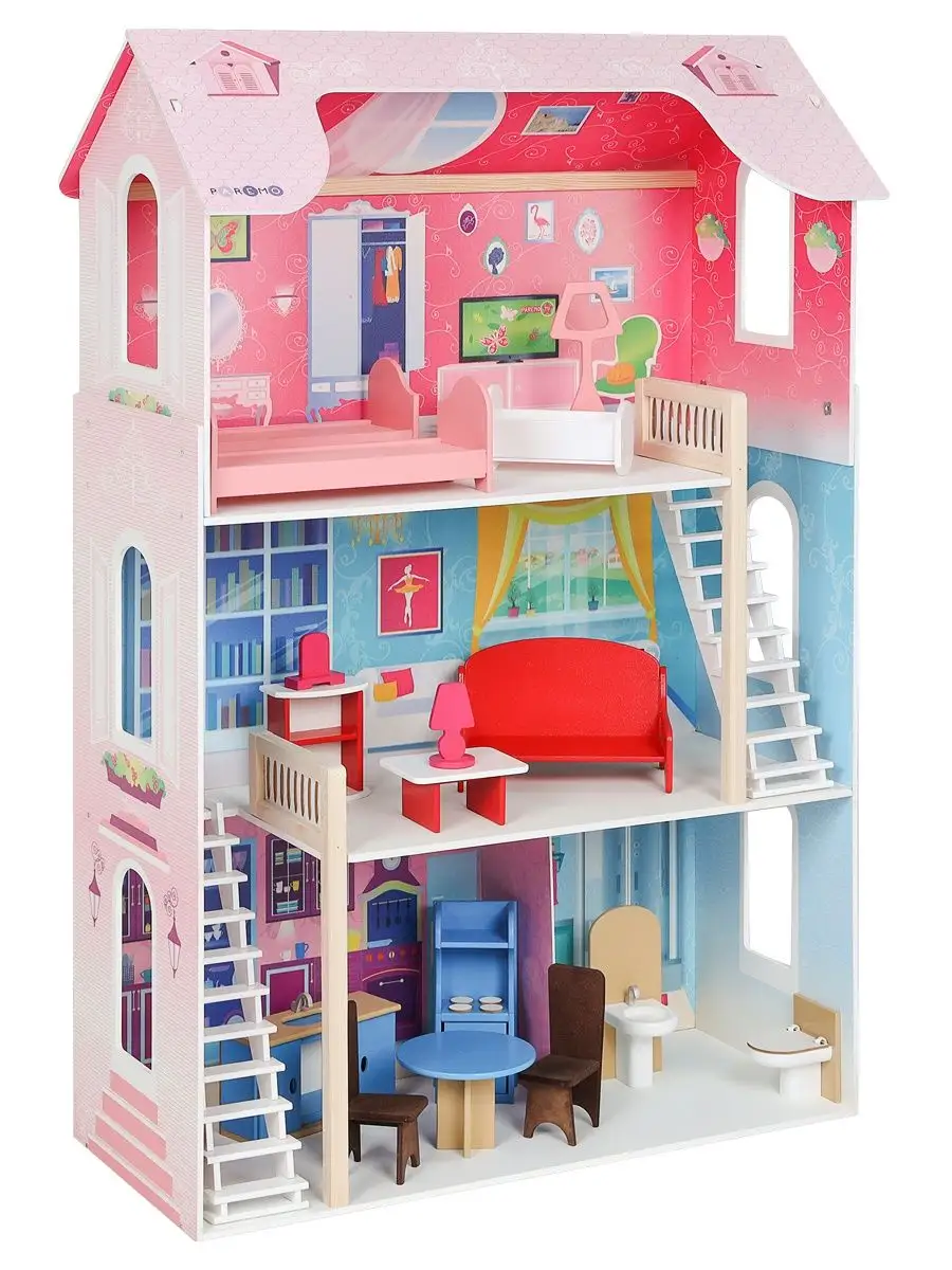 Paremo Кукольный домик Поместье Виттория (с мебелью) / цвет голубой