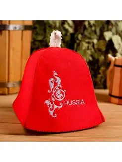 Шапка для бани "Russia" красная