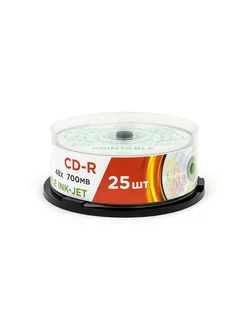 Диск CD-R для записи 700 Mb 48х, Cake Box 25, Ink Printable