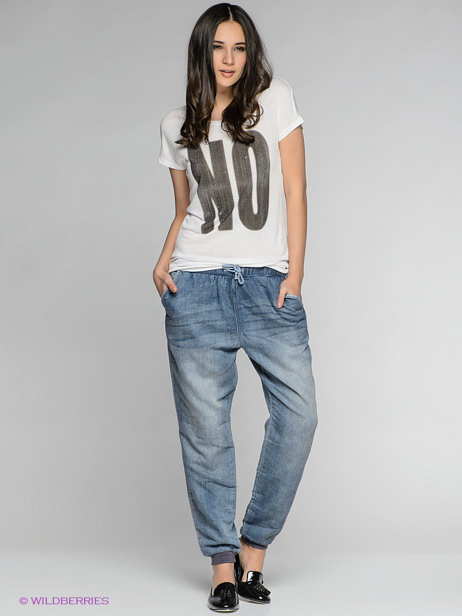 Комбинированные джинсы женские