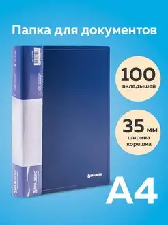 Папка для документов и бумаг канцелярская 100 файлов