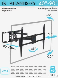 Кронштейн для телевизора 40"-90" настенный ATLANTIS-75