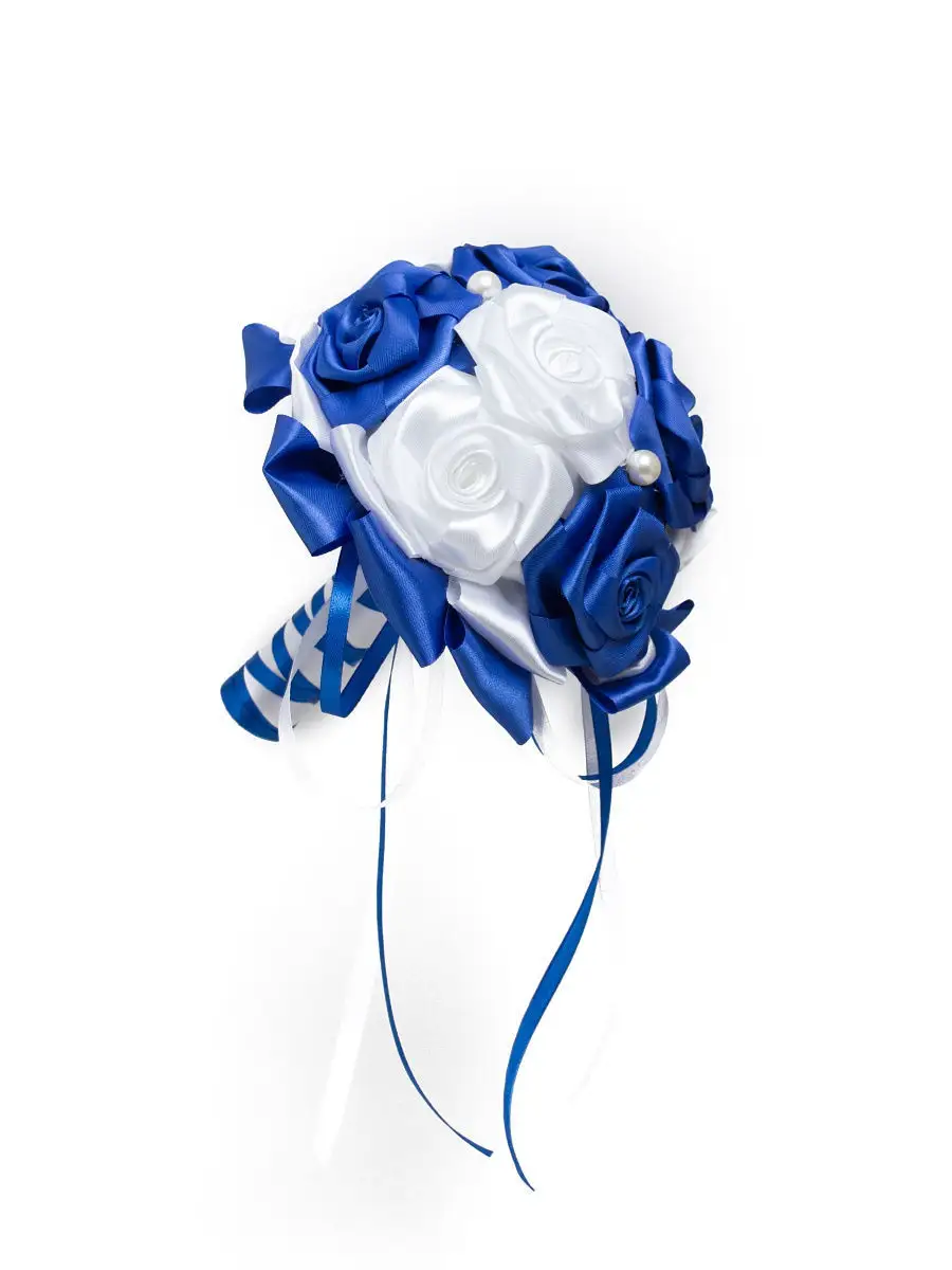 Свадебный букет дублер синие, белые розы