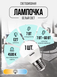 Светодиодная лампочка LED 7W 4500К E27