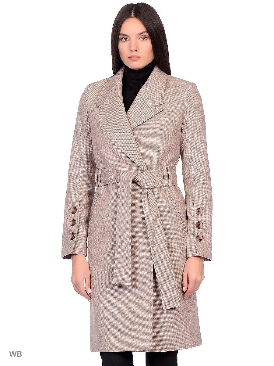 Женское пальто демисезонное, Пальто-халат, Шерстяное пальто с поясом,Кашемировое пальто оверсайз Giulia Rosetti 13893463 купить винтернет-магазине Wildberries