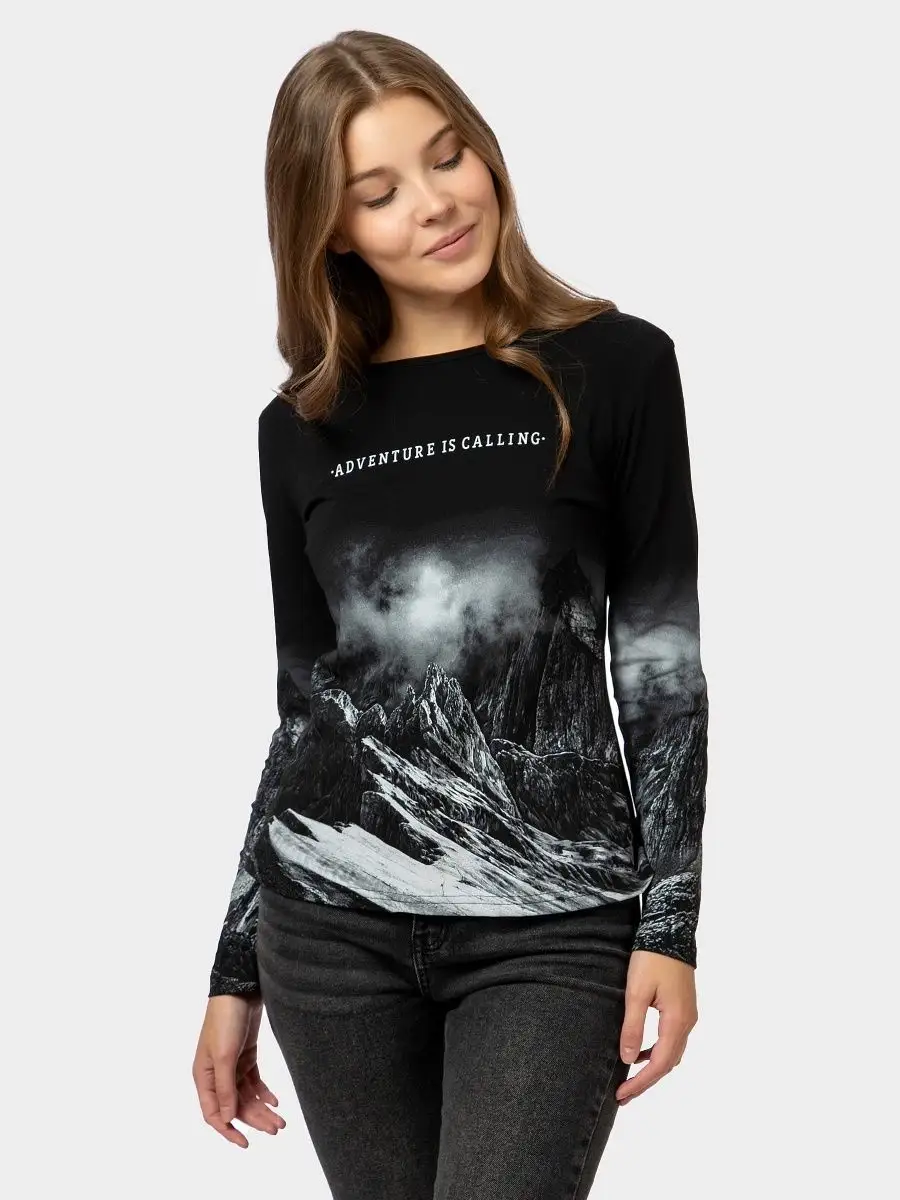 Лонгслив женский с принтом футболка с длинным рукавом MF 14075998 купить за 993 ₽ в интернет-магазине Wildberries