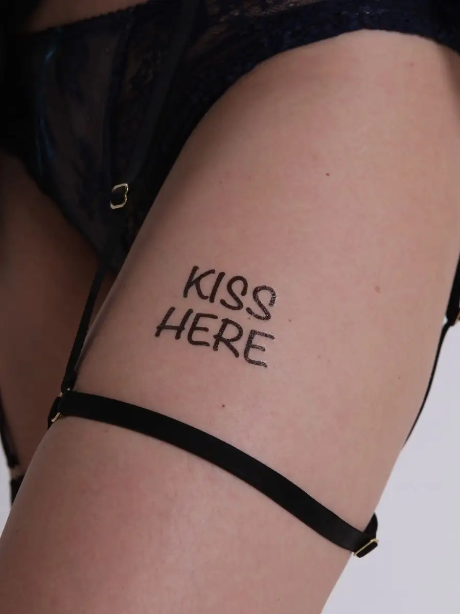 Small Kiss Here Temporary Tattoo Set of 3  Small Tattoos