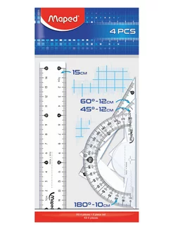 Набор линейка 15см, 2 угольника, транспортир