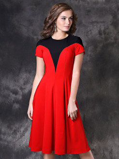 Платье серое с красным
