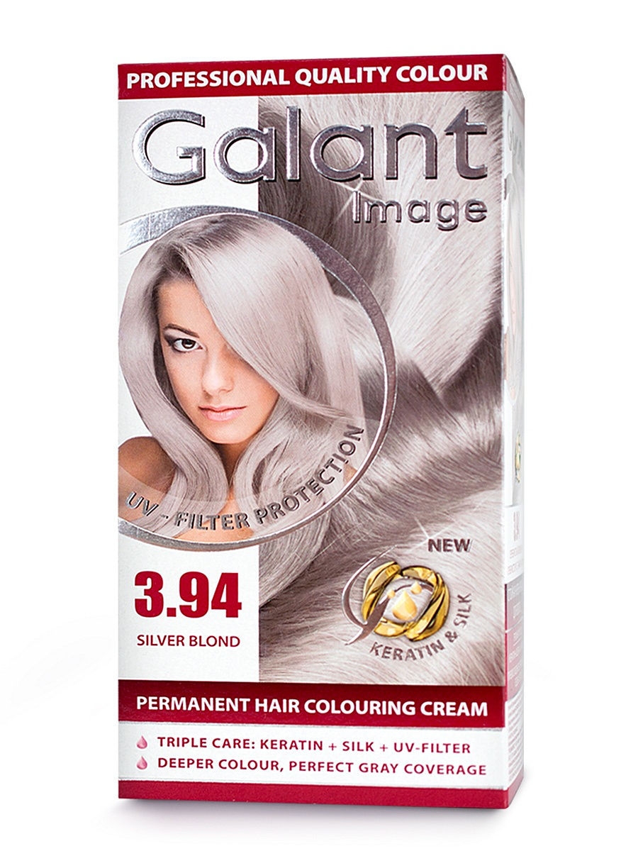 Стойкая крем-краска для волос galant 3 94 серебристый блондин