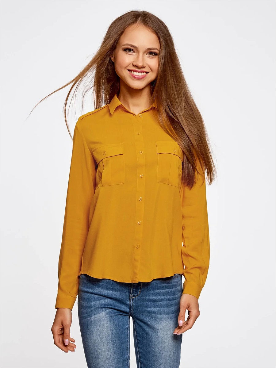 Желтая рубашка женская