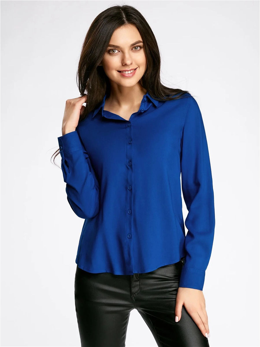 Синяя блузка рубашка женская