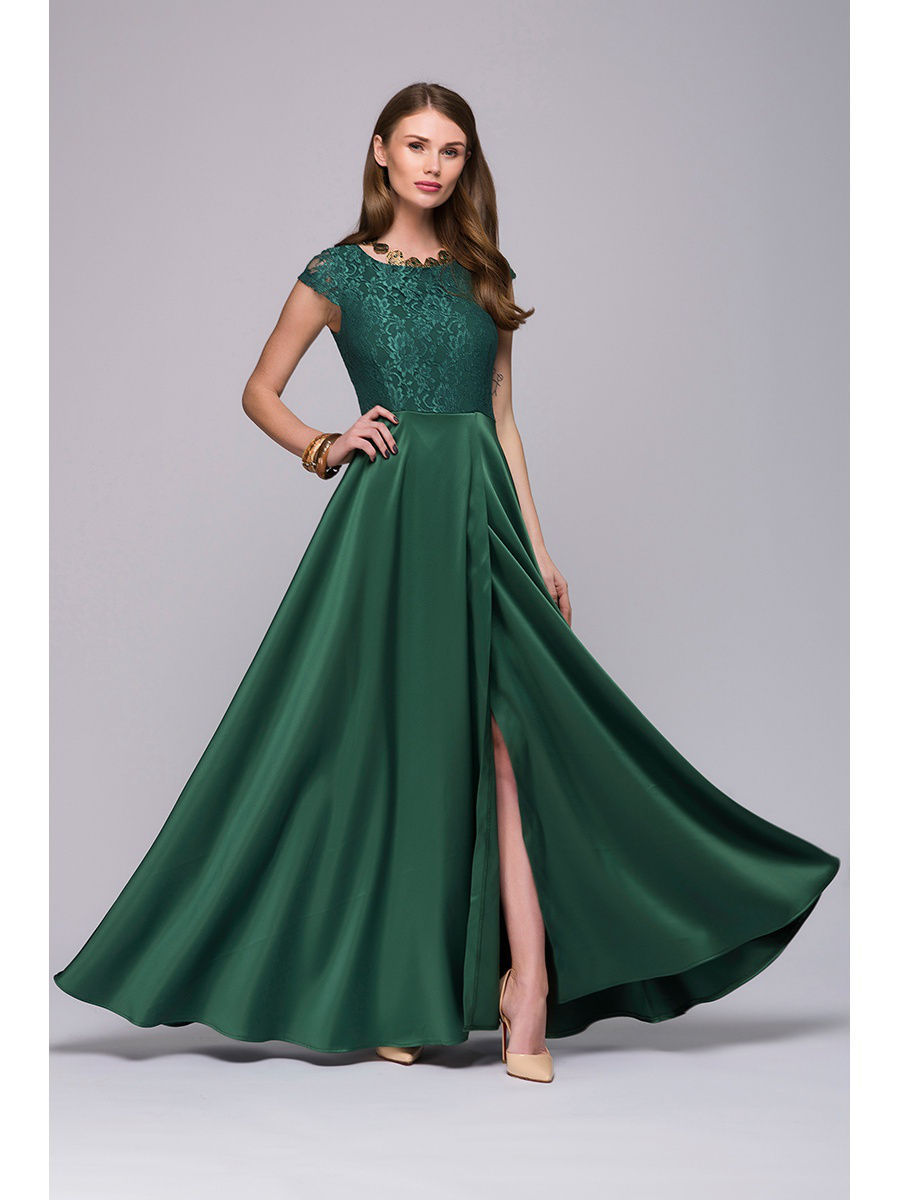 Зеленое вечернее платье