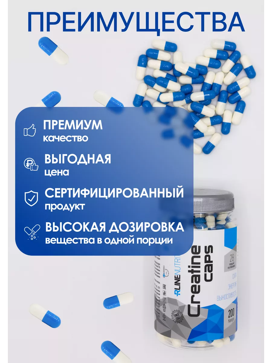 Креатин rline creatine caps 200 капсул. Значение креатина в организме. Креатин rline 200 капсул.