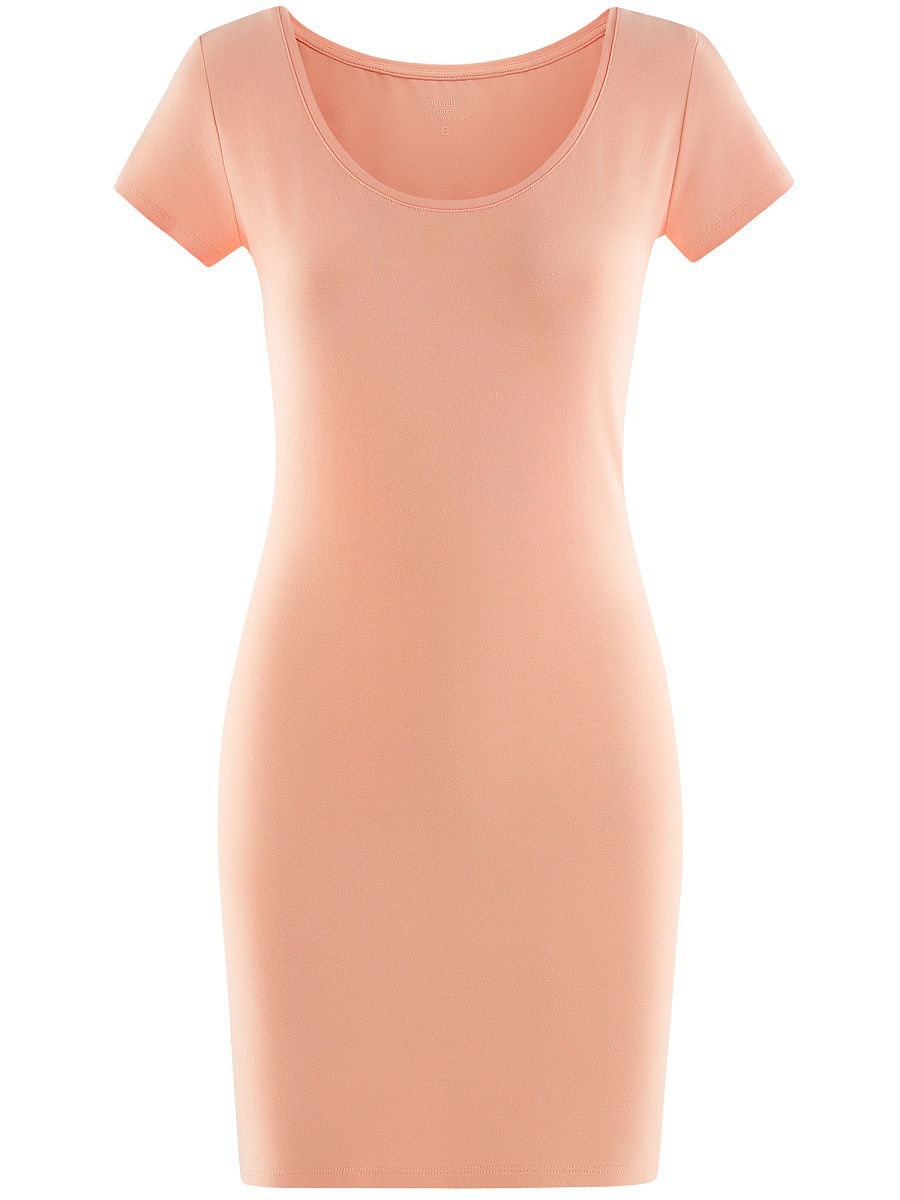 Трикотажное платье персиковый цвет
