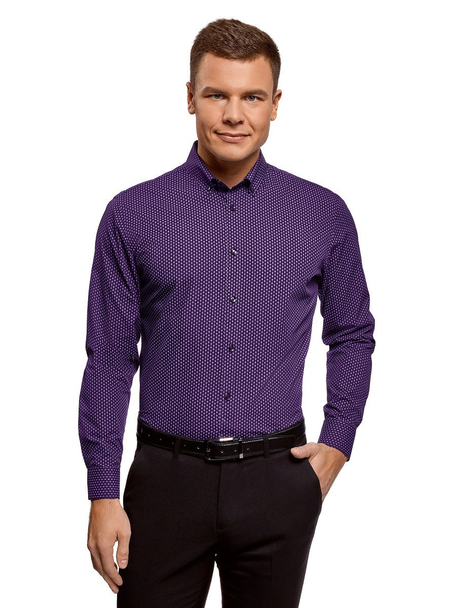 Мужская рубашка oodji фиолетовая