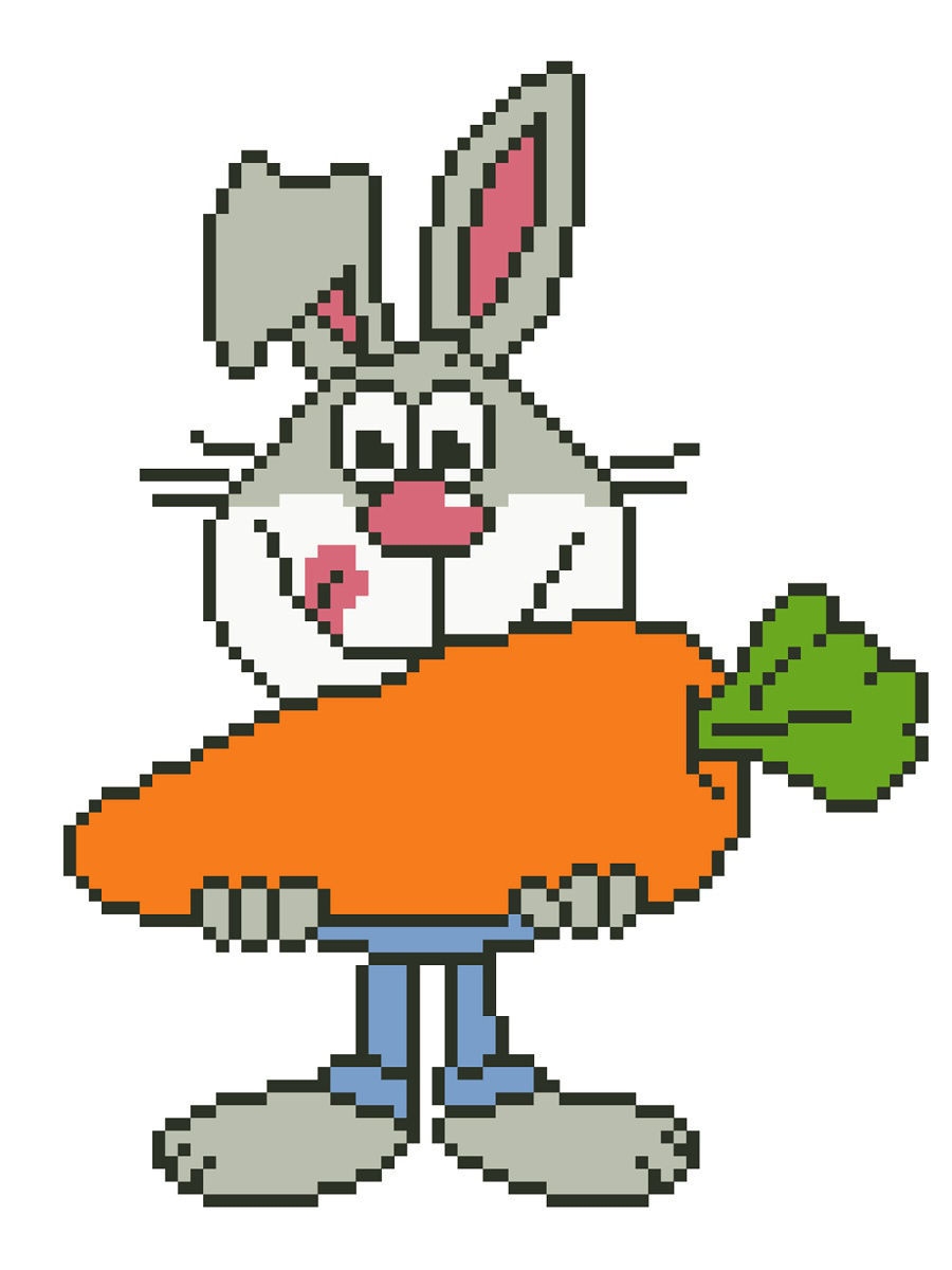 Вышивка крестом заяц с морковкой