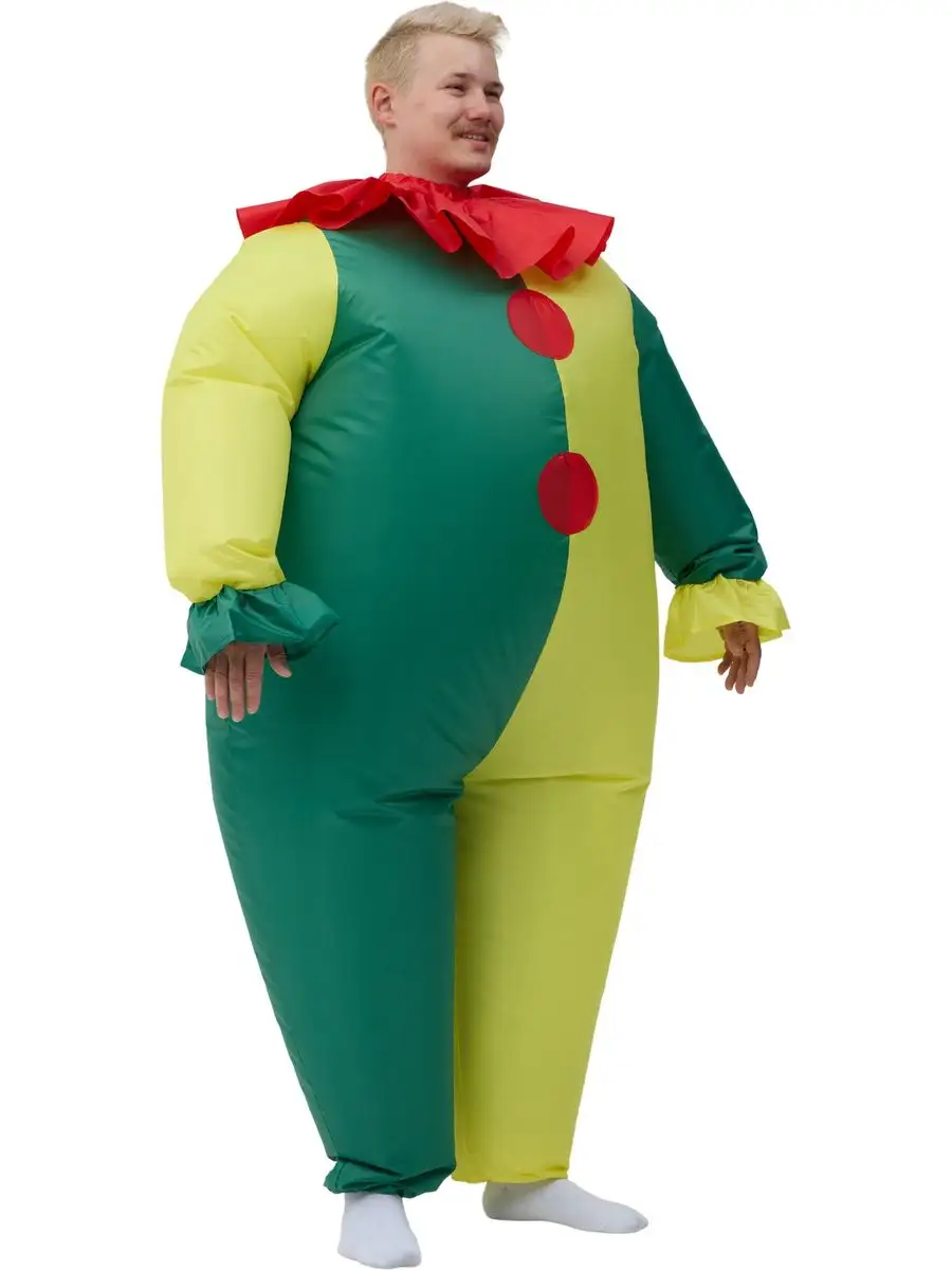 Карнавальный костюм для взрослых Клоун Кеша желто-зеленый, 50 размер фото