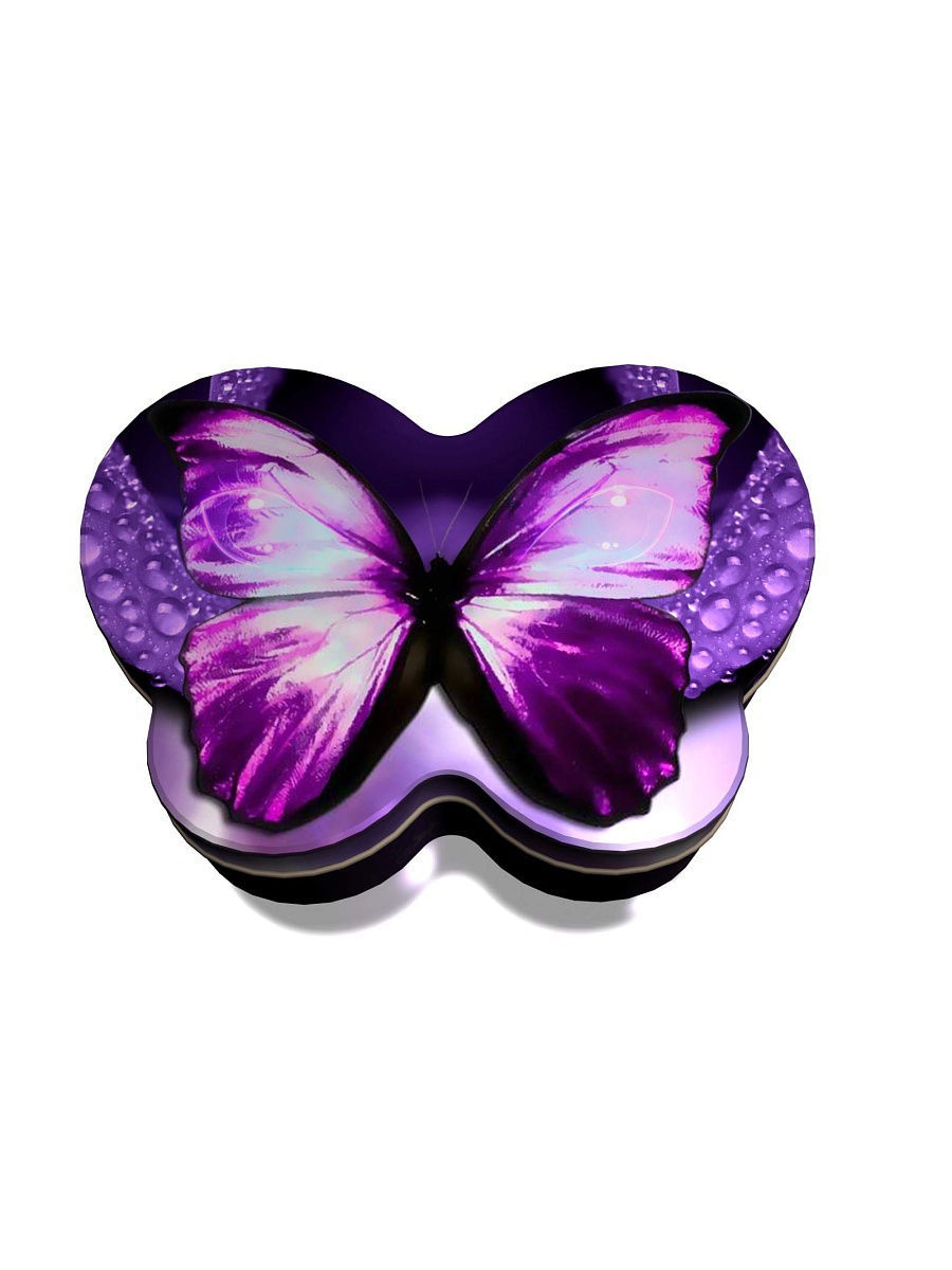 Бабочка фиолетовая для волос на прозрачном фоне