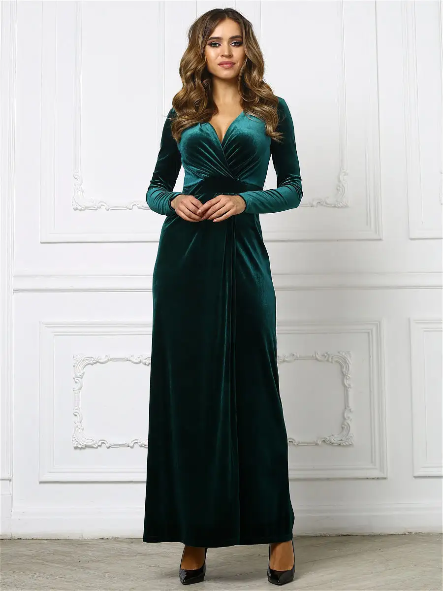 Платья / Зелёное длинное бархатное платье в пол ZERKALA 5286808 купить за 3 486 ₽ в интернет-магазине Wildberries