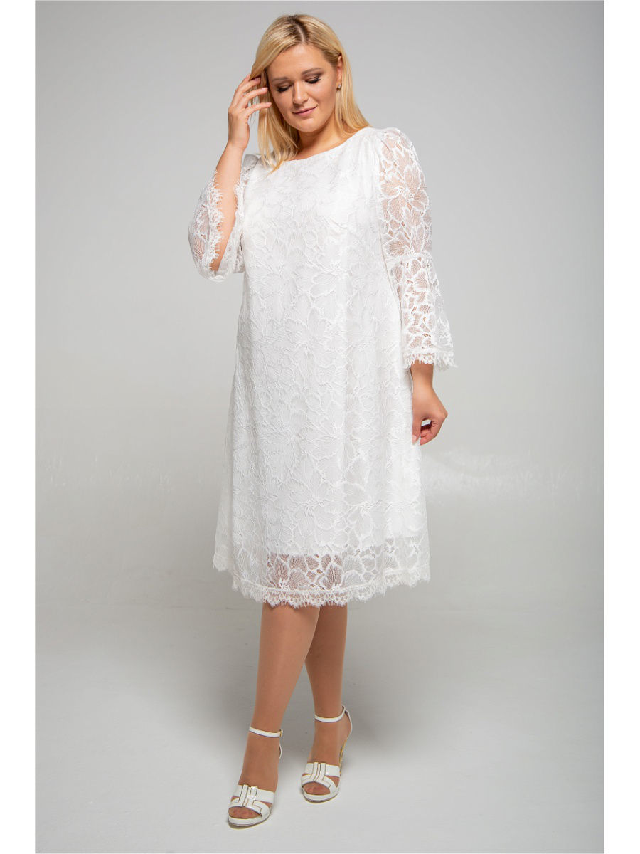 Белое кружевное платье большого размера
