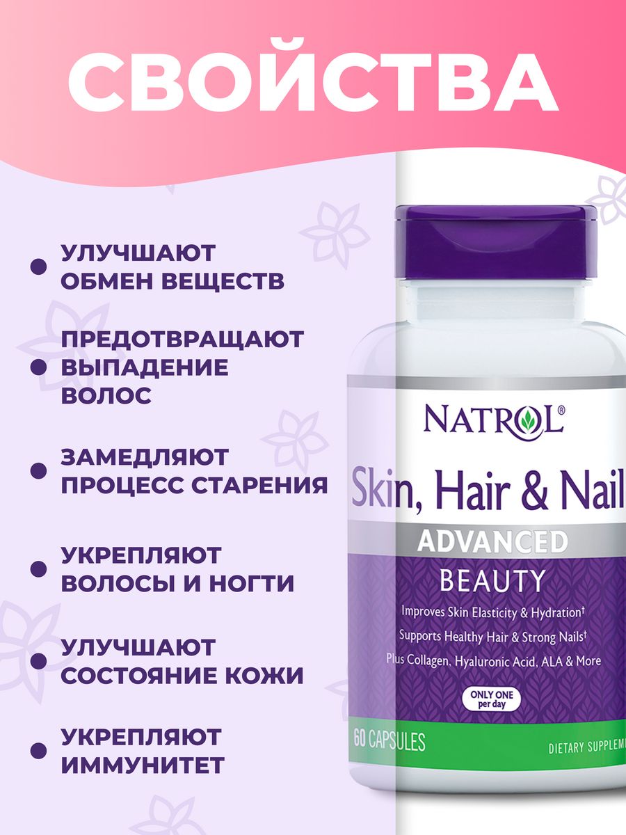 Витамины Skin, Hair and Nails, 60 Natrol 6517077 купить за 1 396 ₽ в  интернет-магазине Wildberries