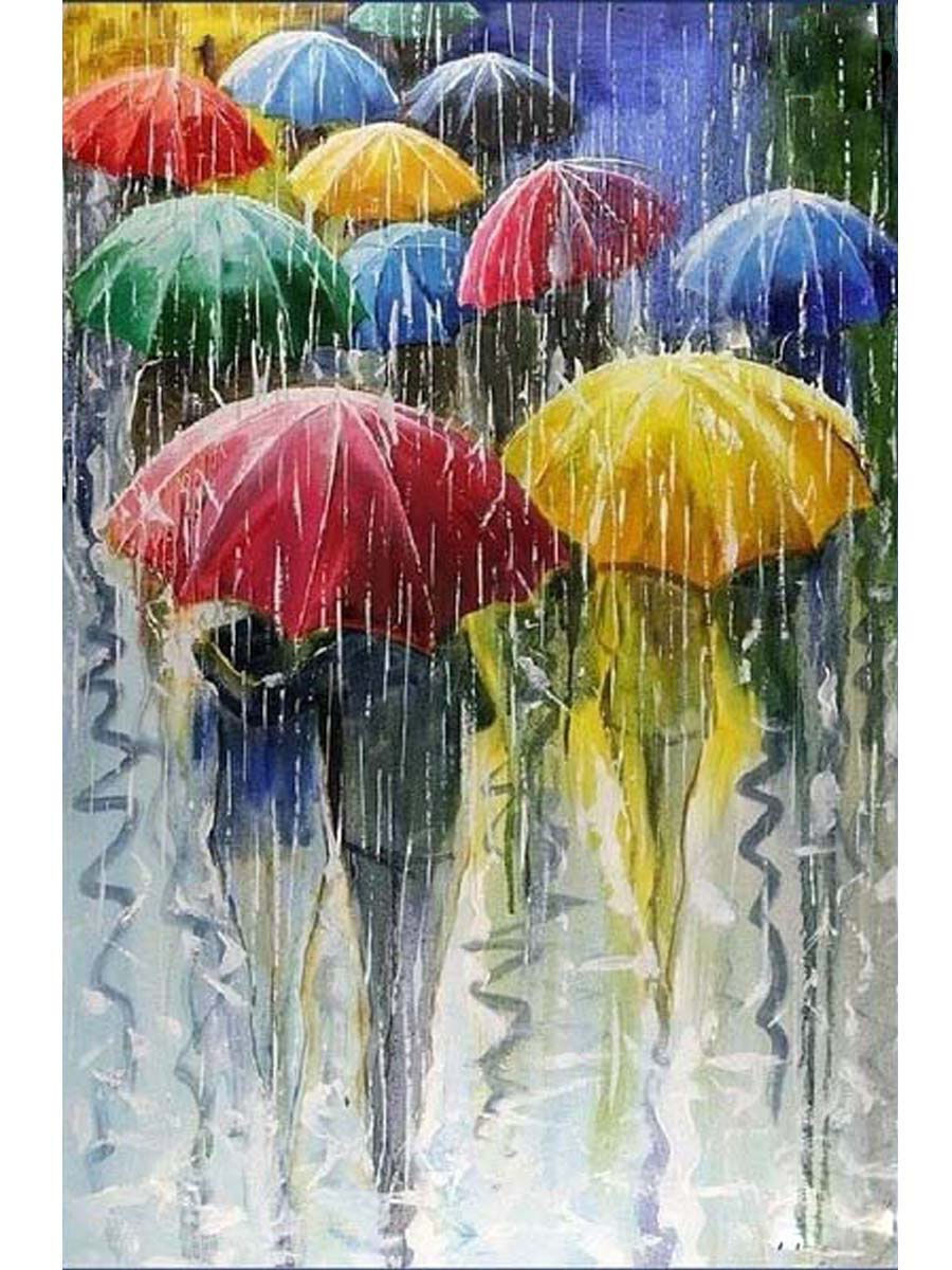 Разноцветные зонтики живопись