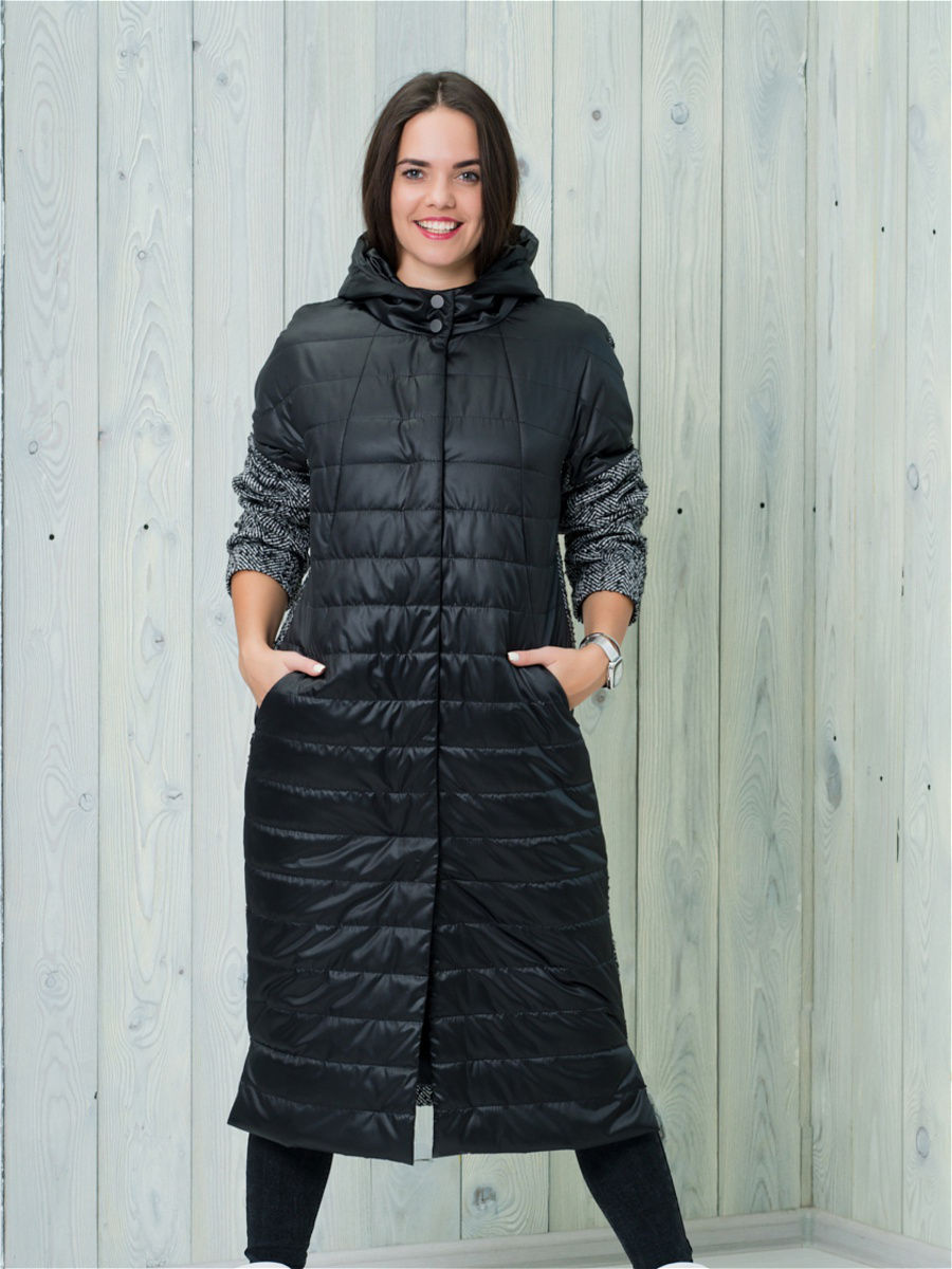 Комбинированное стеганое пальто