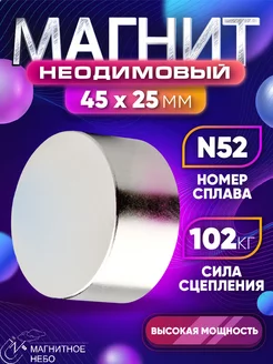 Неодимовый магнит 45х25 мм (N52) Мощный, Сильный