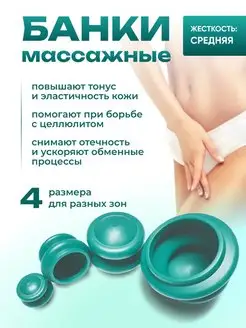 Банки массажные вакуумные антицеллюлитные набор 4 шт