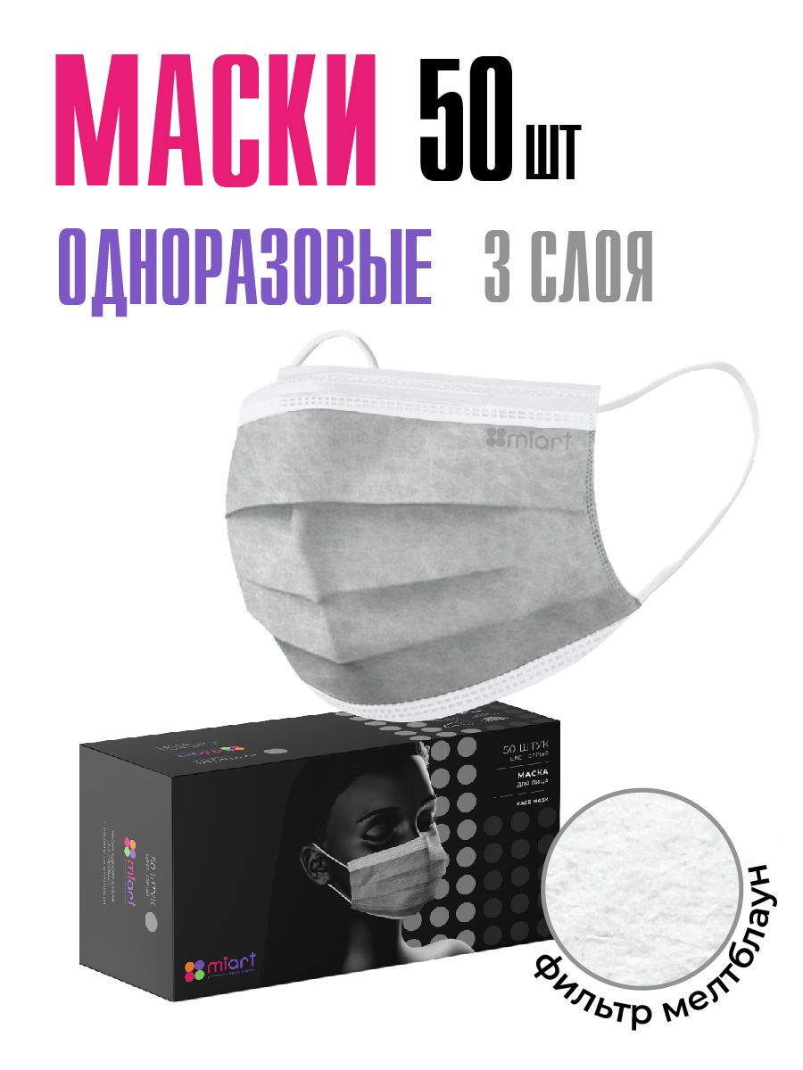 Эффективные маски 50. Маска Medicosm медицинская трехслойная одноразовая mmp3b/5.