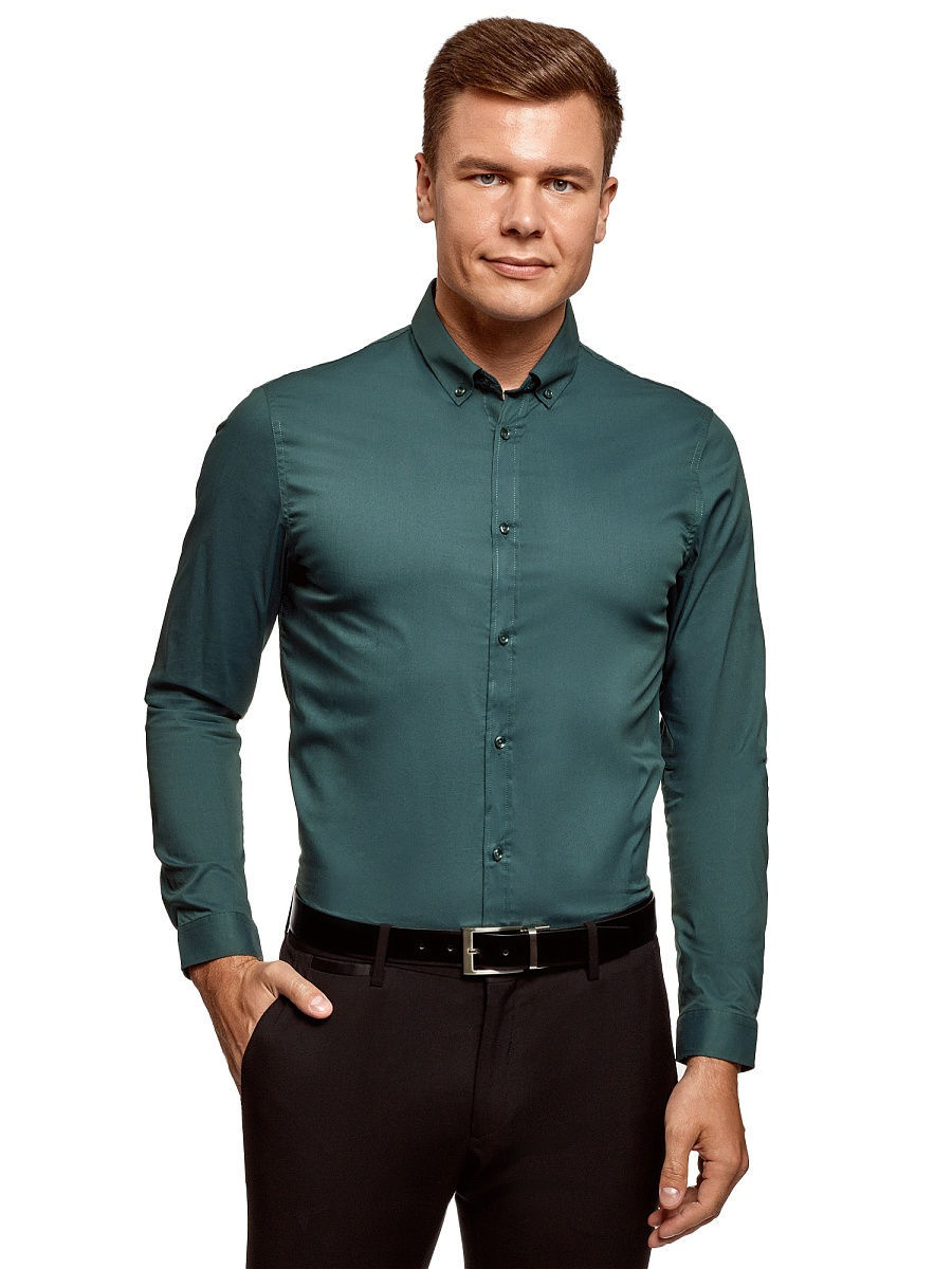 Темно зеленая рубашка мужская