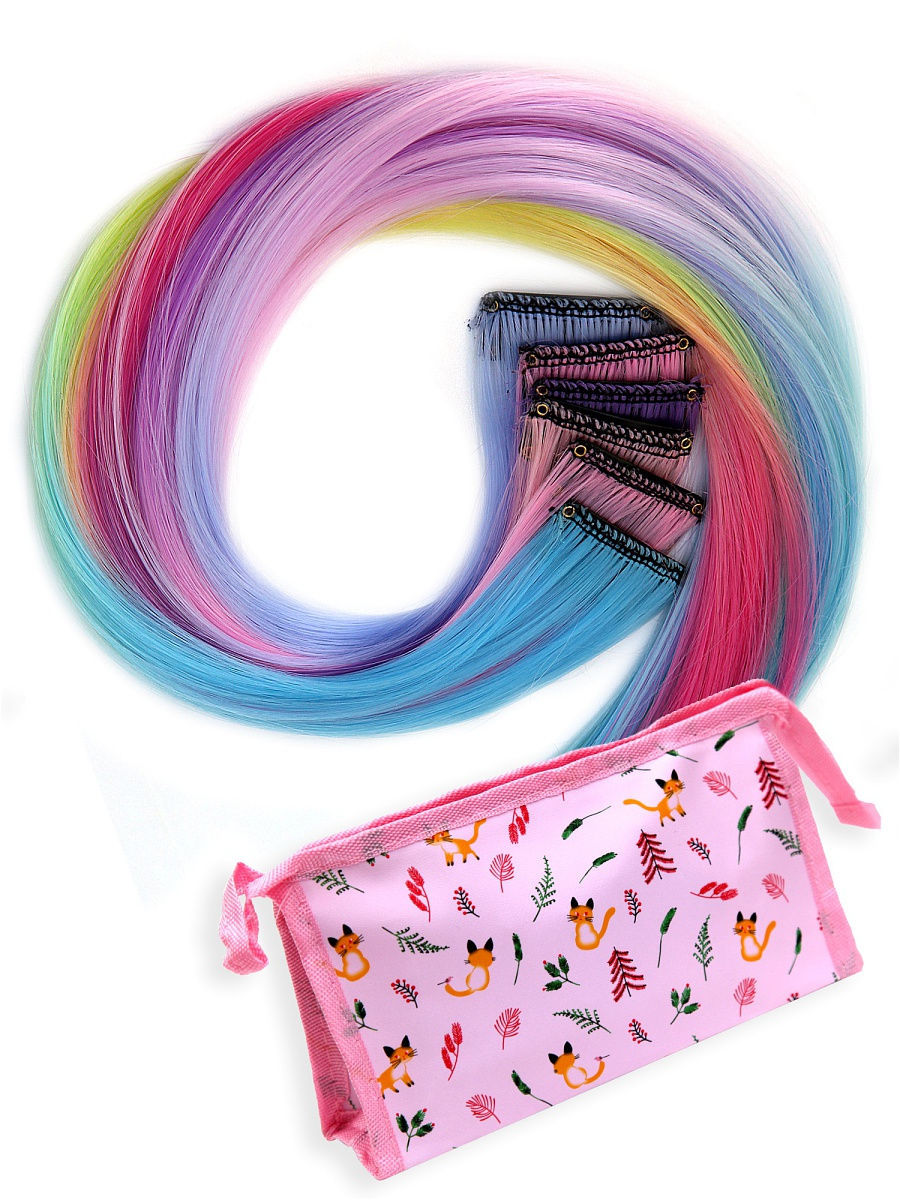Прически с цветными прядями на заколках для девочек