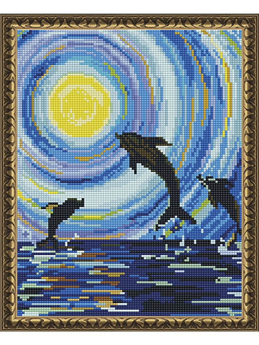 Правополушарное рисование дельфины в море